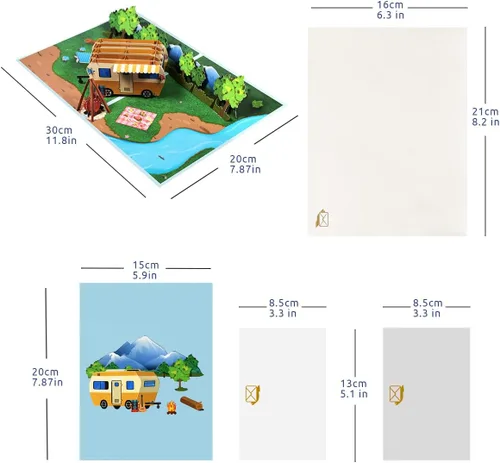 Miniatura 2 de Tarjeta desplegable de viaje de campamento, tarjeta de campamento de feliz cumpleaños, tarjeta de feliz jubilación, tarjeta desplegable 3D