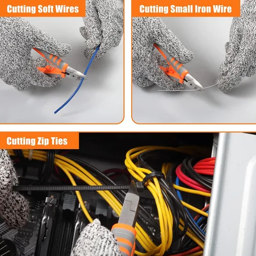 Miniatura 4 de Alicates de corte diagonal de 5 pulgadas, cortadores laterales de alambre con cuerda de mano y cubierta protectora para cortes, cables electrónicos