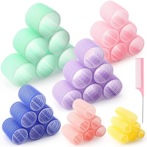 Miniatura 7 de Syhood Juego de 36 rulos de nailon para el cabello, pequeños rizadores de peluquería de salón de belleza, rodillos de pelo para bricolaje, peine