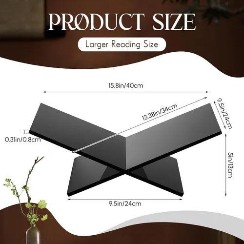 Miniatura 2 de Soportes grandes de acrílico para libros de 15.8 x 9.5 x 5.4 pulgadas, soporte grueso para libros de lectura, mesa auxiliar abierta para libros