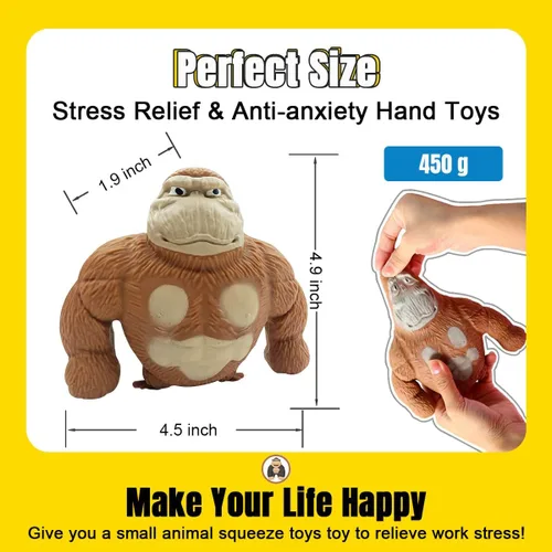 Miniatura 5 de YHan Juguete Fidget de Mono Elástico Suave para Alivio del Estrés para Niños y Adultos, Peluches de Animales, Juguetes Sensoriales Elásticos