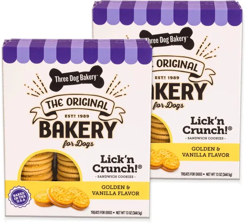 Miniatura 13 de Three Dog Bakery Lick'n Crunch! Galletas de sandwich para perros de Golden y mantequilla de maní - Golosinas para perros crujientes con sabor a