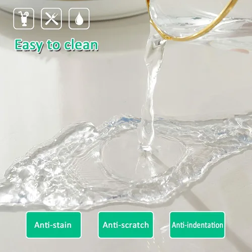 Miniatura 4 de Mantel transparente de PVC mate impermeable sin encogimiento/bordes biselados, protector transparente ovalado en ángulo recto para mesa de noche