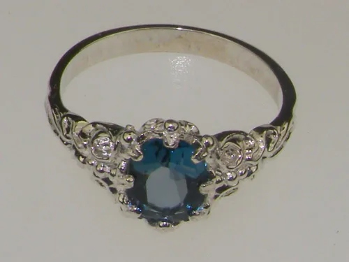 Miniatura 5 de Anillo de plata de ley 925 real de topacio azul para mujer