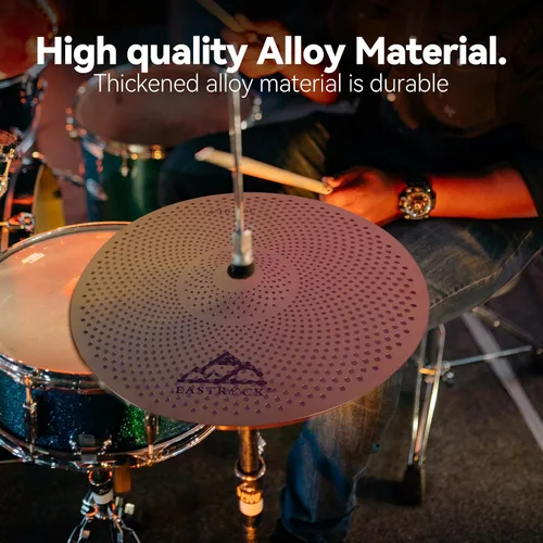 Miniatura 5 de EASTROCK Paquete de platillos de bajo volumen – Juego de 5 piezas con bolsa de platillo, fieltros – 14 pulgadas Hi-hat, 16 pulgadas y 18 pulgadas