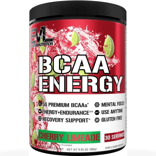 EVL BCAAs Polvo de Aminoácidos - Polvo de Energía BCAA para Pre Entrenamiento para Recuperación Muscular, Crecimiento Delgado y Resistencia - Bebida