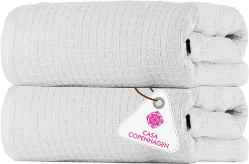 Miniatura 146 de CASA COPENHAGEN Juego de 6 toallas de palomitas de maíz, color azul polvoriento, 21.16 oz/m², 2 toallas de baño, 2 toallas de mano y 2 toallas