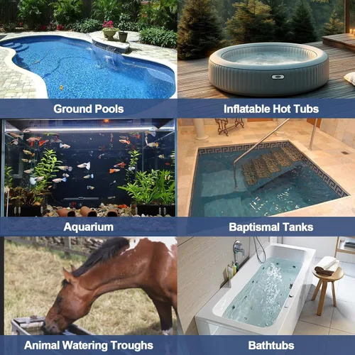 Miniatura 6 de Calentador de agua de inmersión portátil de 1500 W 120 V con termostato ajustable y enchufe GFCI, calentador de piscina sumergible para piscinas