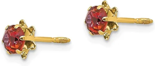 Miniatura 2 de Aretes de oro amarillo macizo de 14 k, 0.157 in, rubí sintético (Jul) con rosca trasera, 0.157 in, Gema, Rubí