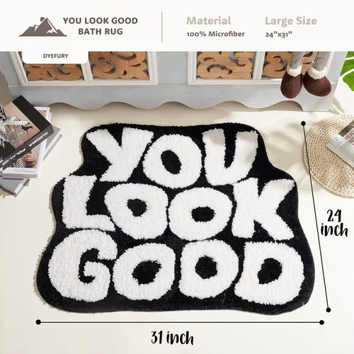 Miniatura 2 de 𝗟𝗮𝗿𝗴𝗲 𝟮𝟰" x 𝟯𝟭" Alfombra de Baño "You Look Good" Linda Alfombra de Baño Lindas Alfombras de Baño Divertidas Alfombras de Baño Divertidas Decoración