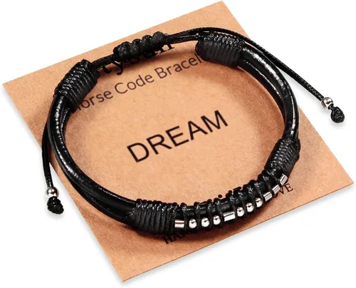 Miniatura 71 de Regalos inspiradores para hombres, pulseras con código morse, pulseras para hombre, regalos de graduación para él, Día del Padre, pulsera de cuero