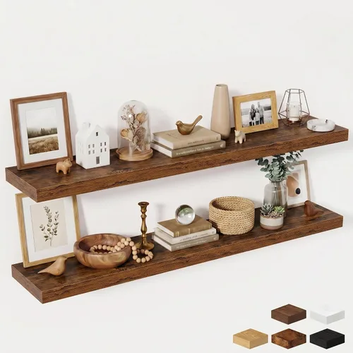 Miniatura 56 de Estantes flotantes de 48 pulgadas para pared, estante de chimenea de 10 pulgadas de profundidad, estantes flotantes de madera para pared, estantes