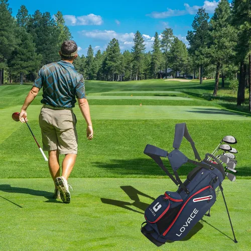 Miniatura 6 de Bolsa de golf con soporte de 14 divisiones, bolsa de golf ligera con soporte para hombres y mujeres Azul