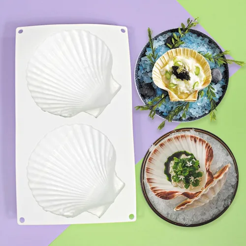 Miniatura 6 de mostsom Molde de silicona para hornear Big Sea Shell para hornear 3D Bakeware Molde de chocolate Molde de magdalenas Pan Pastel DIY Muffin