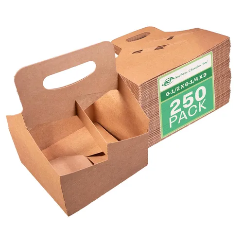 Miniatura 5 de Southern Champion charola 2795 Kraft cartón Bebida Carrier con mango, sostiene 2 tazas, 7 – 5/8" longitud x 3 – 3/4" ancho x 8 – 7/8" Altura, Beige
