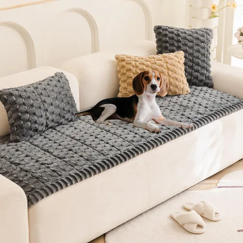 Miniatura 7 de Tiwwie Funda de sofá para perros, fundas de sofá para mascotas de textura esponjosa, fundas de sofá geométricas de jacquard coral, lavables