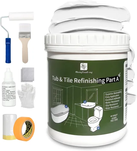 Miniatura 10 de Pintura en aerosol negra para bañera y azulejos 450ml*2 Pack, papel tapiz para baño, pintura en aerosol para azulejos de cerámica, vidrio, ventanas