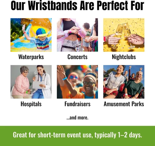Miniatura 6 de WristCo Pulseras de Impresión Personalizada Azul Neón – 2,000 Unidades Tyvek ¾" x 10" – Añade Cualquier Texto, Logotipo e Imagen y Recibe Pulseras