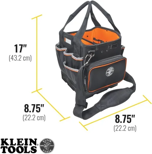Miniatura 5 de La bolsa para herramientas Klein Tools 5541610-14 con correa para el hombro tiene 40 bolsillos para almacenamiento de herramientas e interior naranja