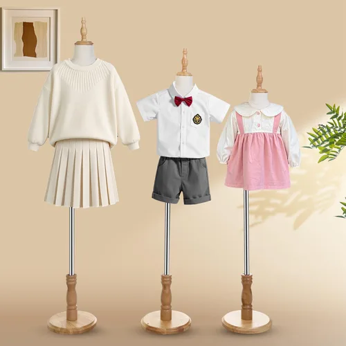 Miniatura 4 de Maniquí de forma de vestido para niños con soporte de madera para ventana de ropa (S(2-3 años))