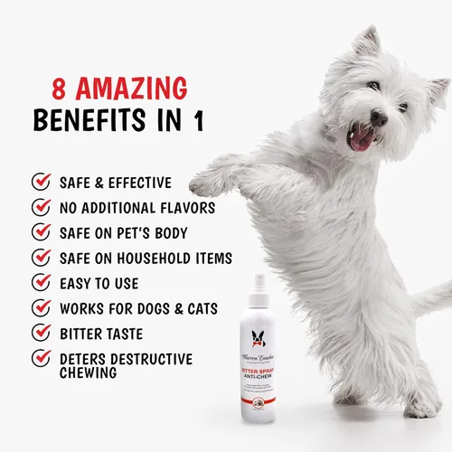 Miniatura 3 de Warren London Spray antimasticable amargo para perros y gatos – Fórmula de manzana extra amarga de 8 onzas Ayuda de entrenamiento segura y humana