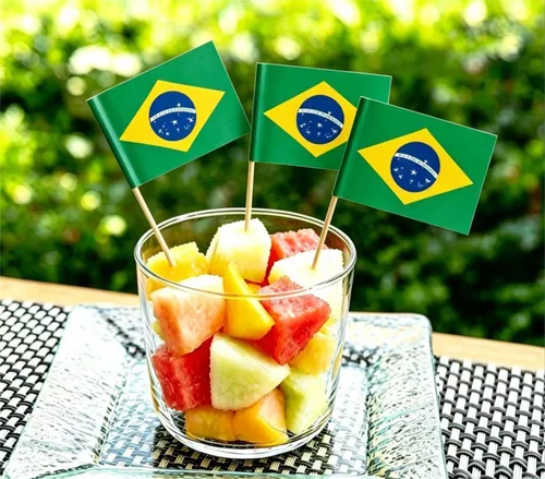 Miniatura 3 de JAVD CYPS - 100 banderas brasileñas con palillos de dientes, mini palillo para cupcakes, banderas brasileñas, decoración de fiesta, celebración