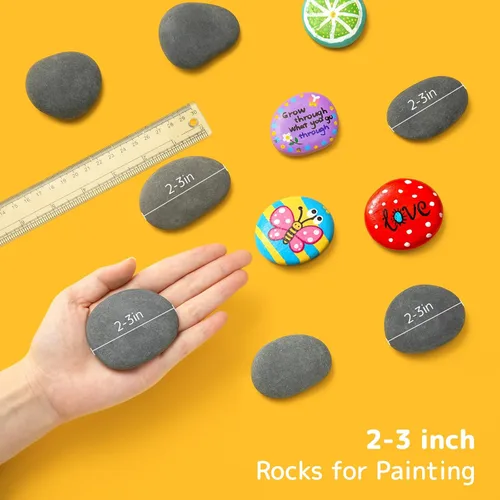 Miniatura 3 de Simetufy 25 rocas para pintar, pintura de rocas de río, piedras planas y lisas para pintar, piedras naturales seleccionadas a mano para pintar