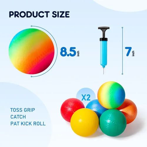 Miniatura 2 de EVERICH - Pelotas de kickball, 6 o 12 unidades de bolas de dodgeballs de 8.5 pulgadas para niños y adultos al aire libre en interiores, 4 bolas