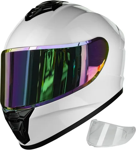 Miniatura 10 de Cascos de motocicleta para adultos, hombres y mujeres, casco ligero de cara completa para bicicleta de calle, carreras, DOT con visera extra
