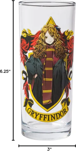 Miniatura 9 de Silver Buffalo Harry Potter Gryffindor Squad con Hermione Granger, Ron Weasley, y Fred y George estilo anime, juego de 4 vasos de vidrio de 10 onzas
