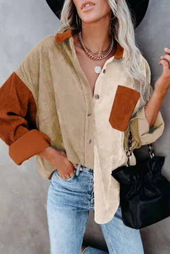 Miniatura 4 de Magritta Camisas de manga larga con cuello en V y botones para mujer, blusas de gran tamaño con bolsillos