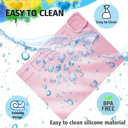 Miniatura 6 de Tapete de Silicona para Manualidades, 20"×16" Tapete de Silicona para Manualidades y Pintura Plegable Hoja Antiadherente para Manualidades Pintura