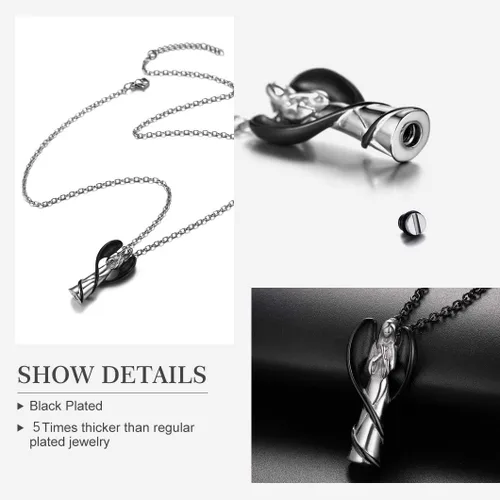 Miniatura 6 de Richsteel Collares de urna para cenizas para mujeres y hombres, collar con colgante de cremación para cenizas, joyería conmemorativa de acero