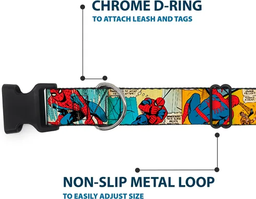 Miniatura 5 de Collar de perro Clip de plástico Spider Man tira cómica de 9 a 15 pulgadas 1.0 pulgadas de ancho