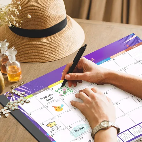 Miniatura 4 de Gannyfer Calendario de escritorio 2026-18 meses, calendario de escritorio grande, para usar ahora hasta diciembre de 2026, calendario de escritorio