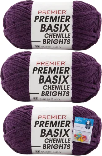 Miniatura 23 de Premier Yarns Basix - Ovillo de felpilla Brights de 5.3 onzas cada madeja, 6 unidades súper voluminosas y gruesas, paquete de 3 unidades con Blush
