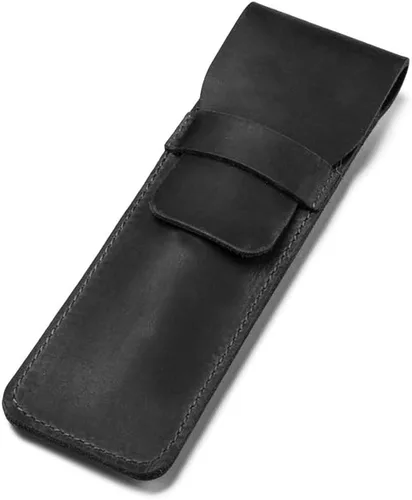 Daimay Funda de cuero para bolígrafos Funda protectora de pluma de cuero para pluma de cuero de caballo loco Funda protectora - Negro