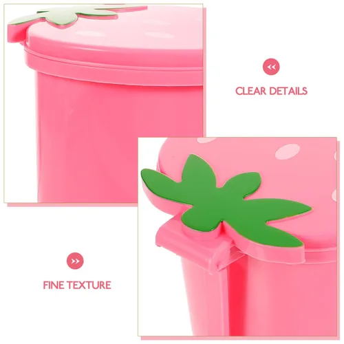 Miniatura 6 de Papelera de escritorio, contenedor de plástico rosa con tapa, tamaño mini para oficina en casa, decoración creativa