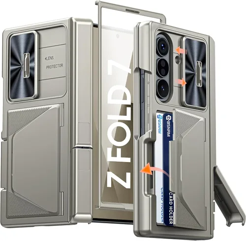 Miniatura 27 de Funda para Samsung Galaxy Z Fold 7 con tarjetero con bloqueo RFID, cubierta de lente deslizante integrada y protección de bisagra y protector