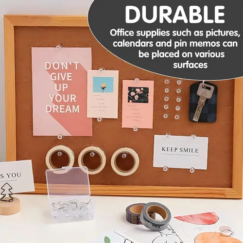 Miniatura 4 de Paquete de 120 pines para tablón de anuncios, tachuelas para pulgar con punta de plástico transparente y punta de acero, tachuelas de pared