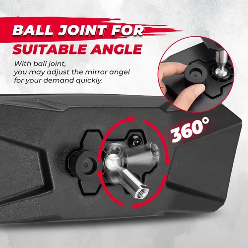 Miniatura 7 de KEMIMOTO UTV - Juego de espejos laterales y espejo central compatible con Polaris Ranger 500 900 1000 XP Defender con tubo perfilado Pro-Fit UTV