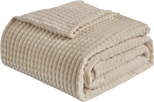 Miniatura 15 de EMME Manta de vellón, manta jacquard 3D para sofá y cama, manta suave, acogedora y esponjosa, ligera, de franela de lujo con diseño de cuadrícula