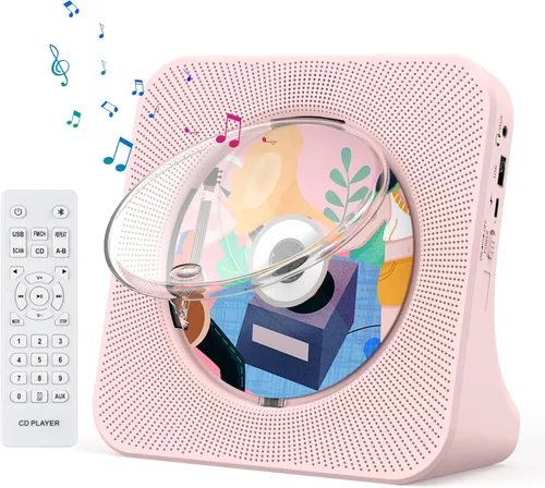 Miniatura 22 de Gueray Reproductor de CD portátil, reproductor de CD Kpop Bluetooth para escritorio con altavoz de sonido de alta fidelidad, radio FM, reproductor