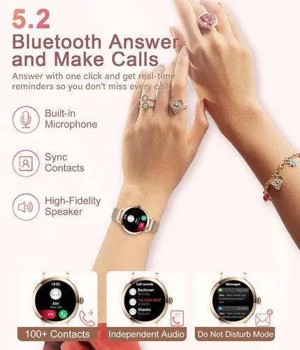 Miniatura 3 de Relojes inteligentes para mujer, 1.106 pulgadas AMOLED de pantalla pequeña, reloj inteligente para responder/hacer llamadas para teléfonos Android