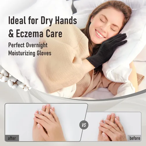 Miniatura 3 de COOLJOB 6 Pairs Cotton Moisturizing Gloves for Dry Hands & Eczema, Black S 100% Natural Cotton, Overnight Moisture Care, Multiple Everyday Uses