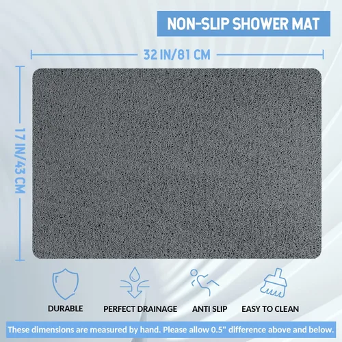 Miniatura 2 de Hargiis - Tapete antideslizante de secado rápido para bañera, ducha, piso, baño, hogar, cocina, hotel (color gris, 32 x 17 pulgadas)