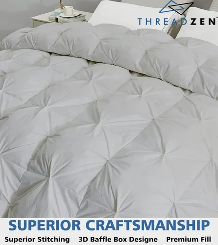 Miniatura 2 de Edredón Super King Plus de lujo para todas las estaciones, 128 x 128 pulgadas, relleno de edredón alternativo plisado, 8 pestañas en las esquinas