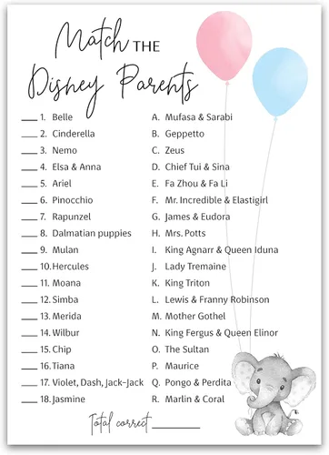 GENDER REVEAL - Juego de fiesta de caricaturas para padres, paquete de 25 unidades, juego de baby shower rosa o azul, juego de baby shower, combina