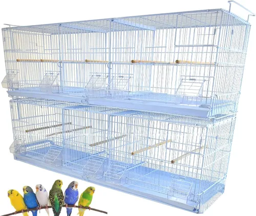 Miniatura 7 de Combo: Blanco Lote de 4 Criadores de Pila y Cerradura Criador Bird Flight Loro Jaulas Lateral Cría Caja Nido Puerta Divisor Extraíble con Soporte