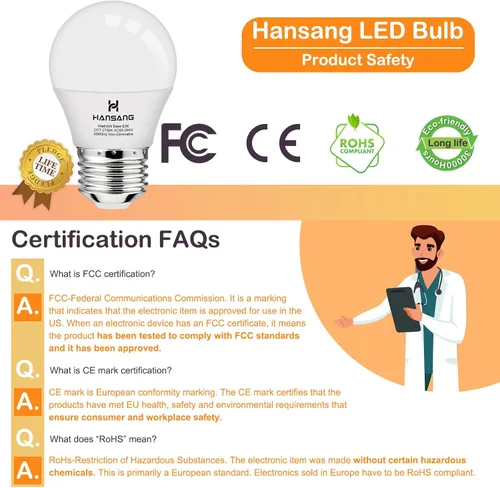 Miniatura 2 de Bombilla LED E26, luz blanca cálida de 2700 K, bombillas pequeñas equivalentes a 60 W, bombilla E26 para ventilador de techo, forma A15, 600 lm 120